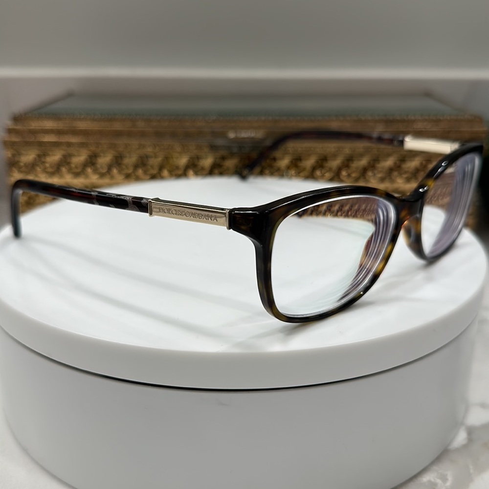 Dolce & Gabbana Rx Tortoiseshell Eyeglass Frames/Etched Temple Arms EUC D&G Case